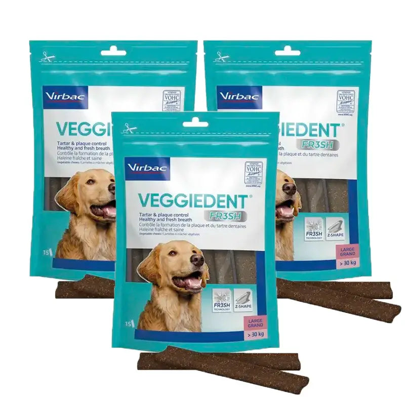 Virbac Veggiedent Fr3sh L, Dental Snacks For Large Breed Dogs, Pack 3 units