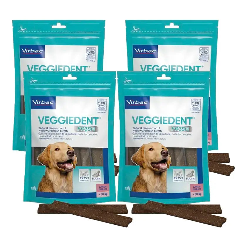 Virbac Veggiedent Fr3sh L, Dental Snacks For Large Breed Dogs, Pack 4 units