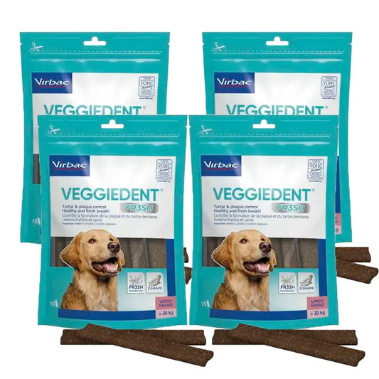 Virbac Veggiedent Fr3sh L, Dental Snacks For Large Breed Dogs, Pack 4 units