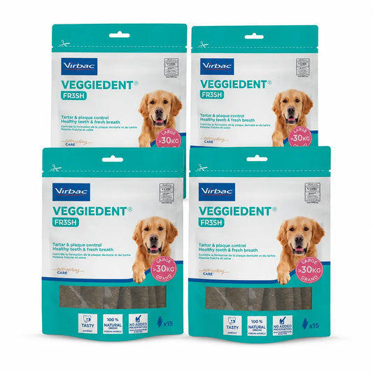 Virbac Veggiedent Fr3sh L, Dental Snacks For Large Breed Dogs, Pack 4 units
