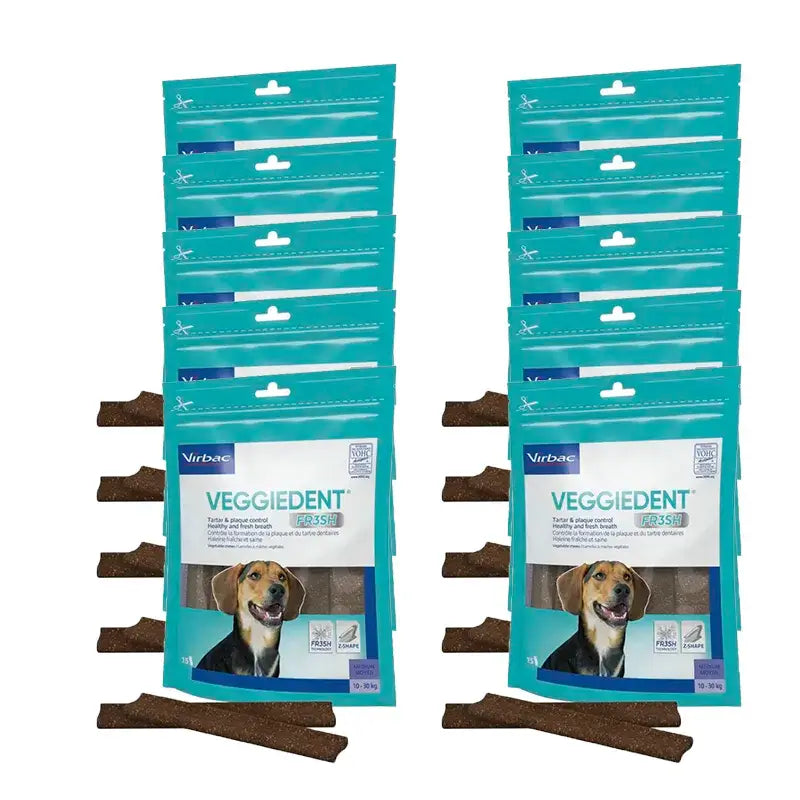 Virbac Veggiedent Fr3sh M, Dental Snacks For Medium Breed Dogs, Pack 10 units