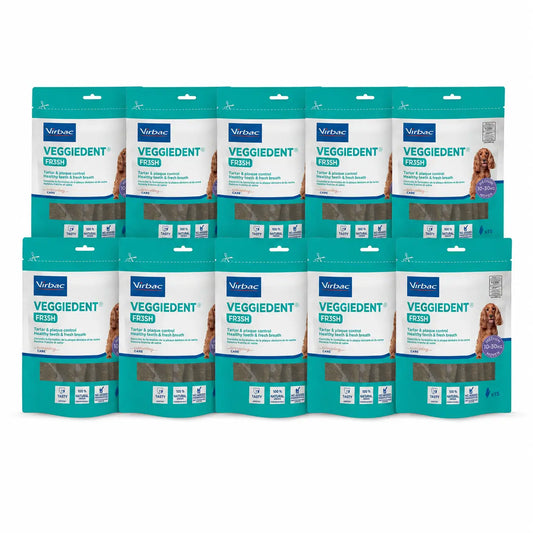 Virbac Veggiedent Fr3sh M, Dental Snacks For Medium Breed Dogs, Pack 10 units