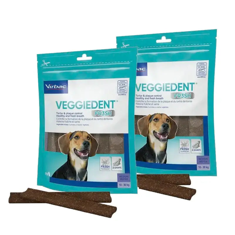 Virbac Veggiedent Fr3sh M, Dental Snacks For Medium Breed Dogs, Pack 2 units