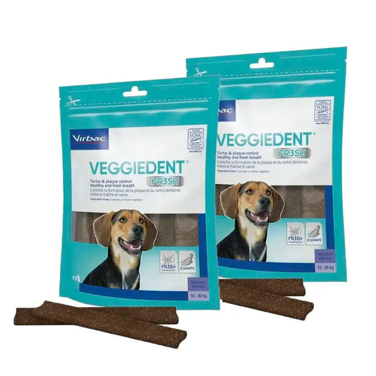 Virbac Veggiedent Fr3sh M, Dental Snacks For Medium Breed Dogs, Pack 2 units