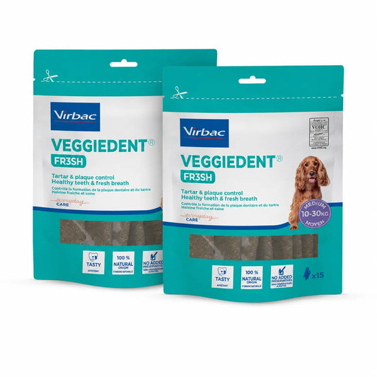 Virbac Veggiedent Fr3sh M, Dental Snacks For Medium Breed Dogs, Pack 2 units