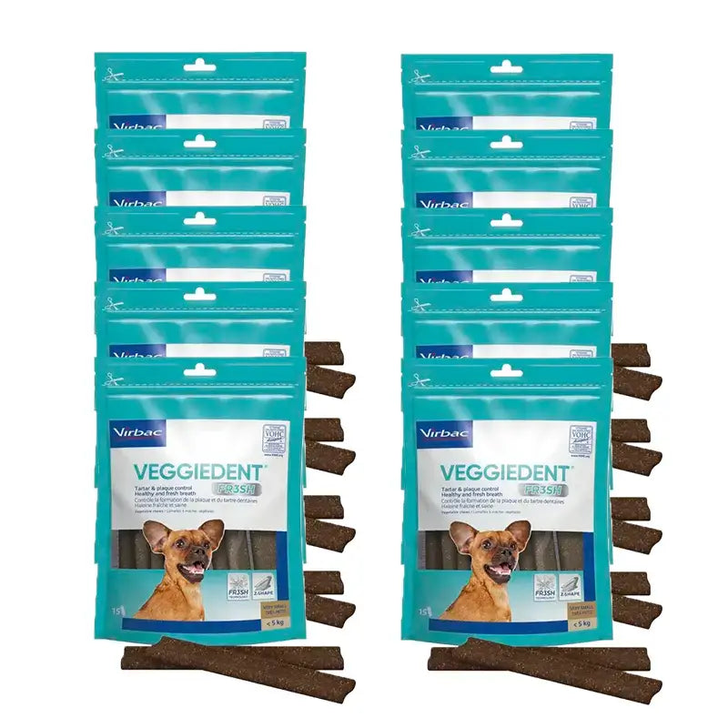 Virbac Veggiedent Fr3sh XS, Dental Snacks For Very Small Breed Dogs, Pack 10 units