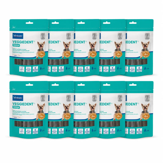 Virbac Veggiedent Fr3sh XS, Dental Snacks For Very Small Breed Dogs, Pack 10 units