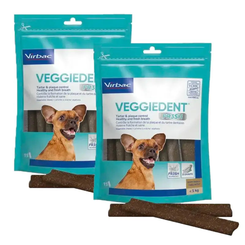 Virbac Veggiedent Fr3sh XS, Dental Snacks For Very Small Breed Dogs, Pack 2 units