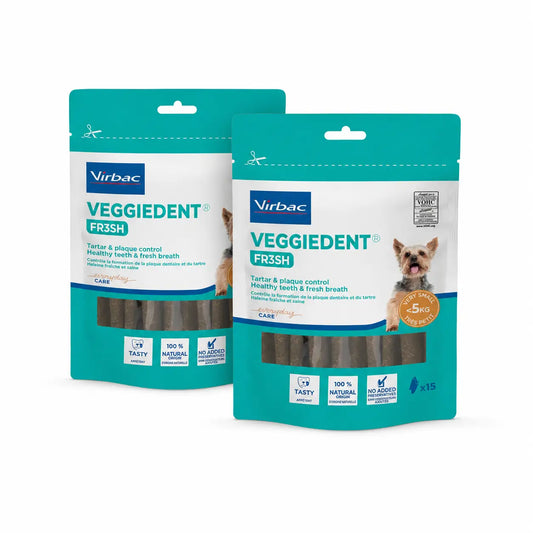 Virbac Veggiedent Fr3sh XS, Dental Snacks For Very Small Breed Dogs, Pack 2 units