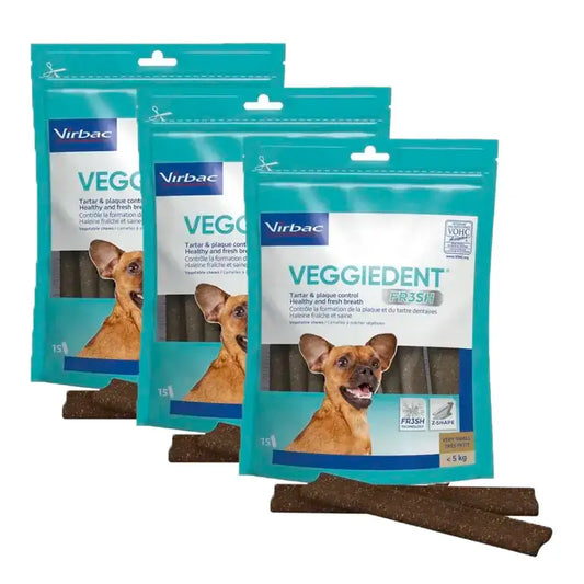 Virbac Veggiedent Fr3sh XS, Dental Snacks For Very Small Breed Dogs, Pack 3 units