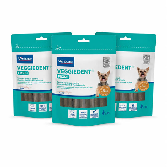 Virbac Veggiedent Fr3sh XS, Dental Snacks For Very Small Breed Dogs, Pack 3 units