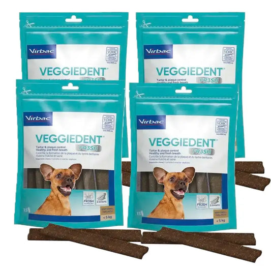 Virbac Veggiedent Fr3sh XS, Dental Snacks For Very Small Breed Dogs, Pack 4 units