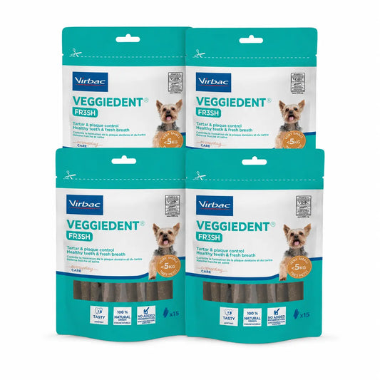 Virbac Veggiedent Fr3sh XS, Dental Snacks For Very Small Breed Dogs, Pack 4 units