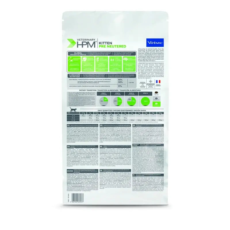 Virbac Veterinary HPM Kitten Pre Neutered Cat , 3 kg, cat food