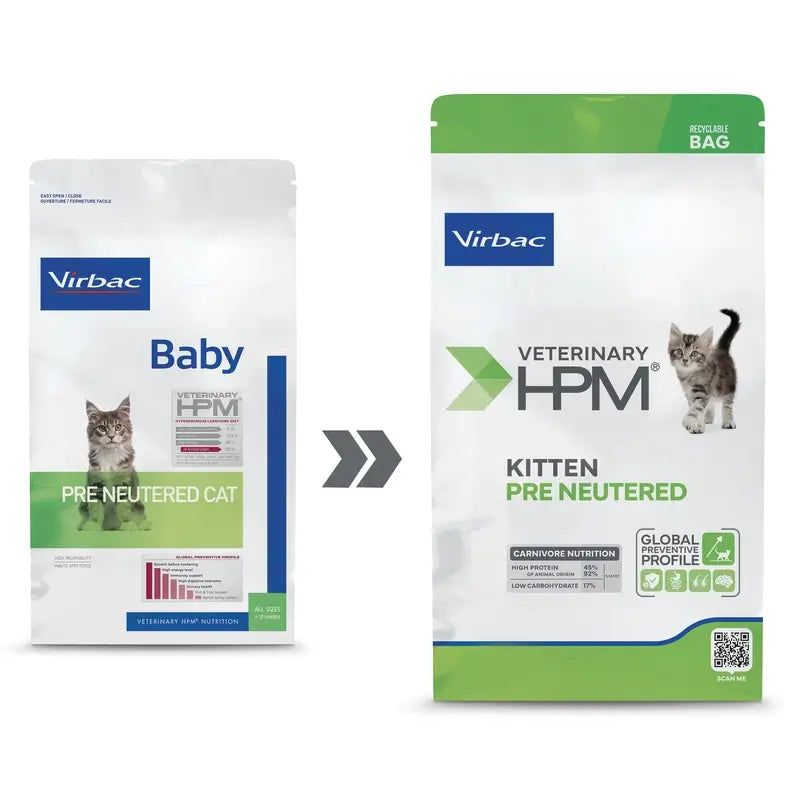 Virbac Veterinary HPM Kitten Pre Neutered Cat , 400 g, cat food