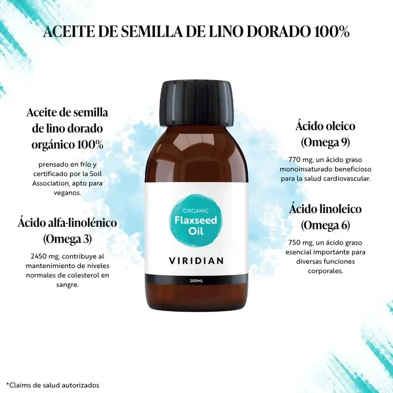 Viridian Golden Linseed Oil 200Ml. Bio