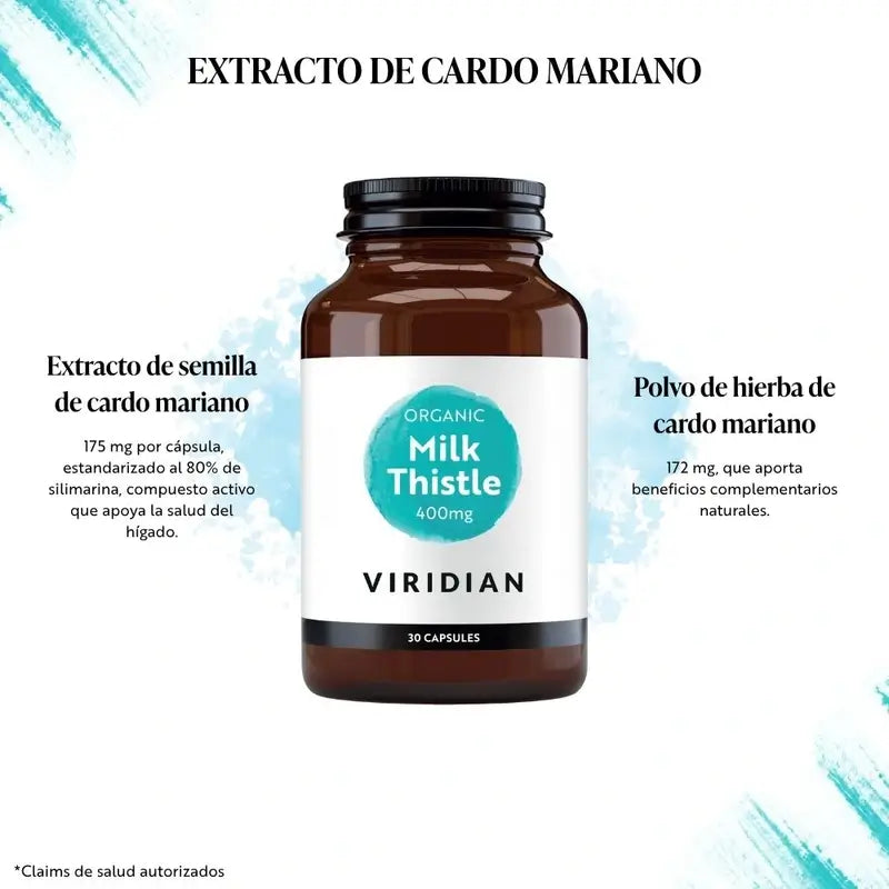 Viridian Milk Thistle 400 30Cap.Veg. Bio