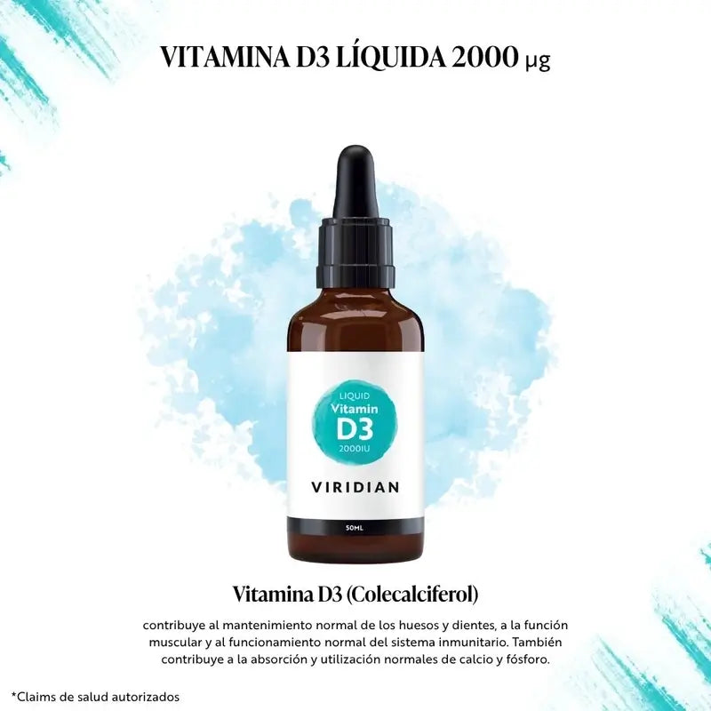 Viridian Vitamin D3 2000Iu Liquid Vegan 50Ml.
