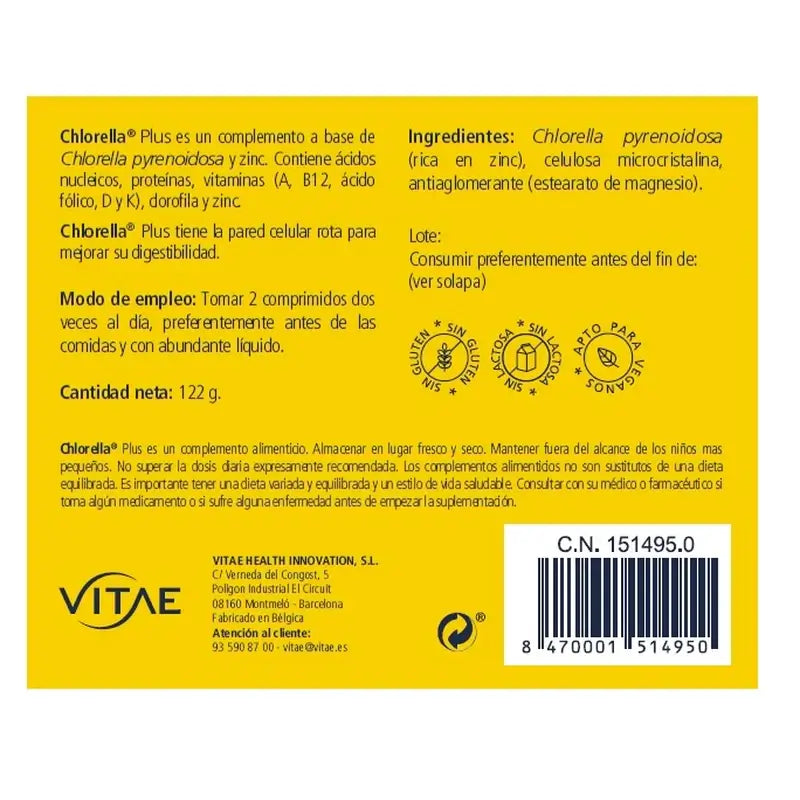 Chlorella Plus 120 tablets – Containing chlorella and zinc