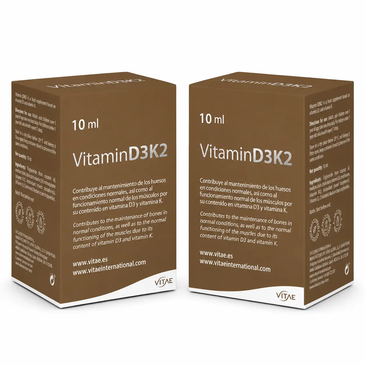 Vitae Health Innovation, S.L. Vitamin D3K2, 10Ml , pack 2