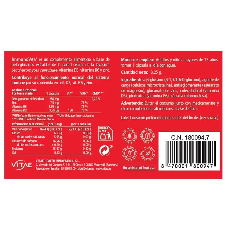 Immunovita 15 capsules – With vitamin D3 and beta-glucans