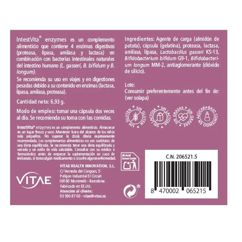 IntestVita Enzymes 15 capsules – With enzymes and probiotics