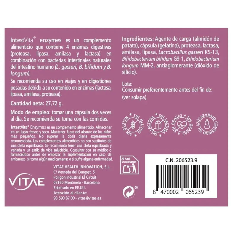 IntestVita Enzymes 60 capsules – With enzymes and probiotics