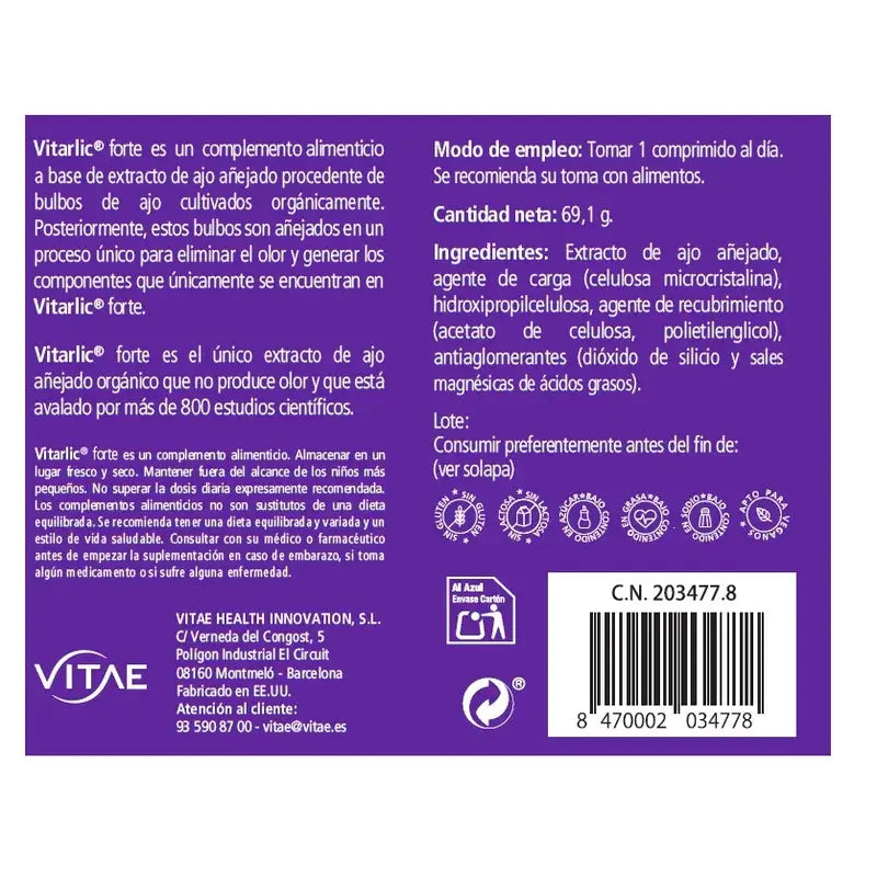 VITAE Vitarlic Forte, 60 tablets