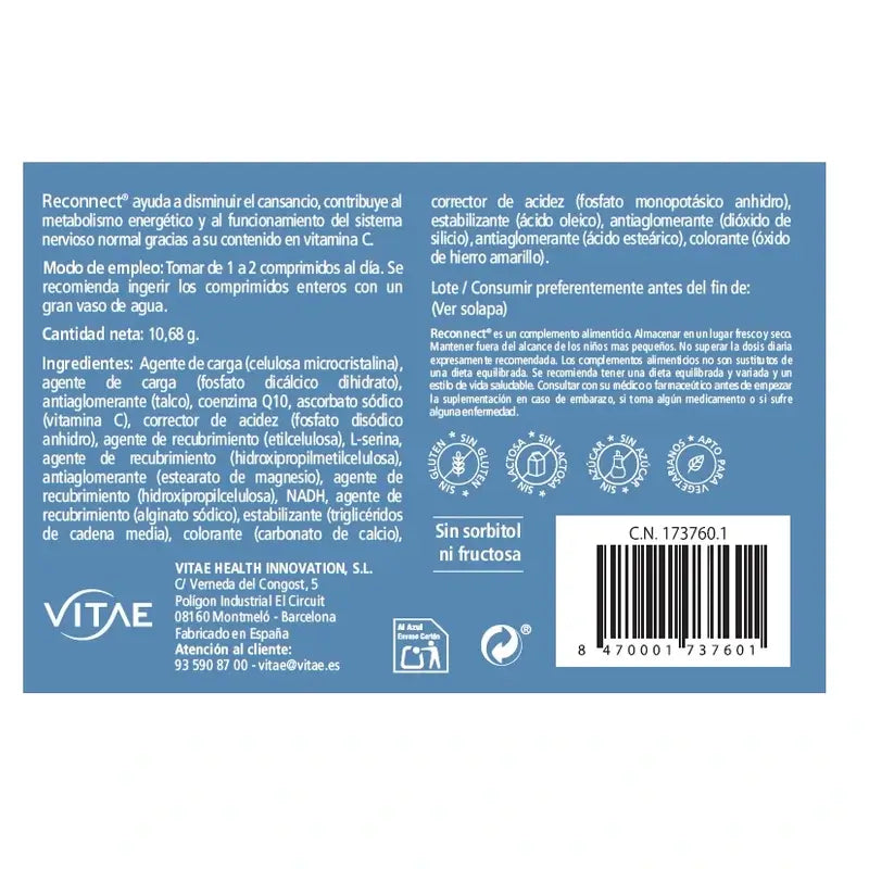 Reconnect 15 tablets – With NADH, CoQ10, serine and vitamin C
