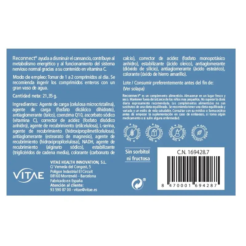 Reconnect 30 tablets – With NADH, CoQ10, serine and vitamin C