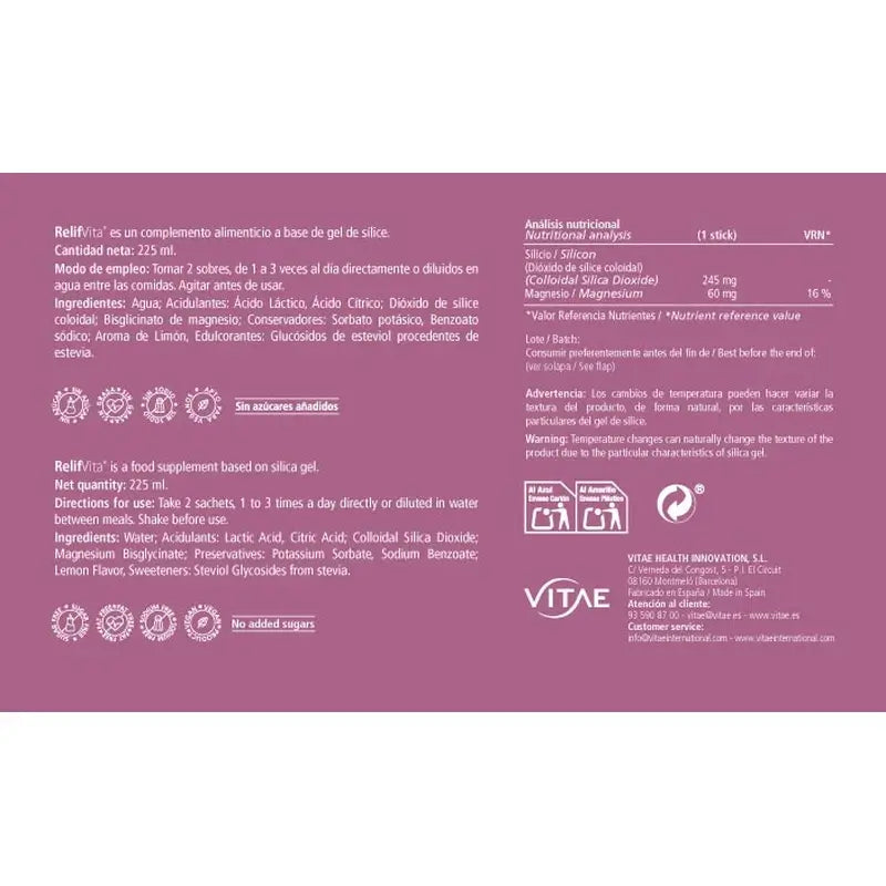 RelifVita 6 sachets – With silica and magnesium for immediate relief