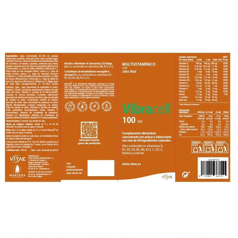 Vibracell 100ml – Multivitamin containing over 40 fruits and vegetables