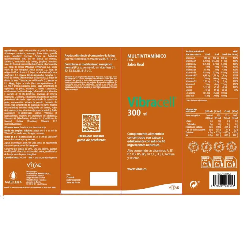 Vibracell 300ml – Multivitamin containing over 40 fruits and vegetables
