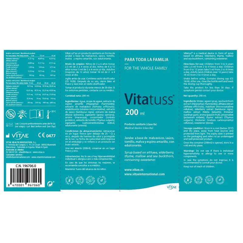 Vitatuss 200ml – Cough relief syrup with plant extracts