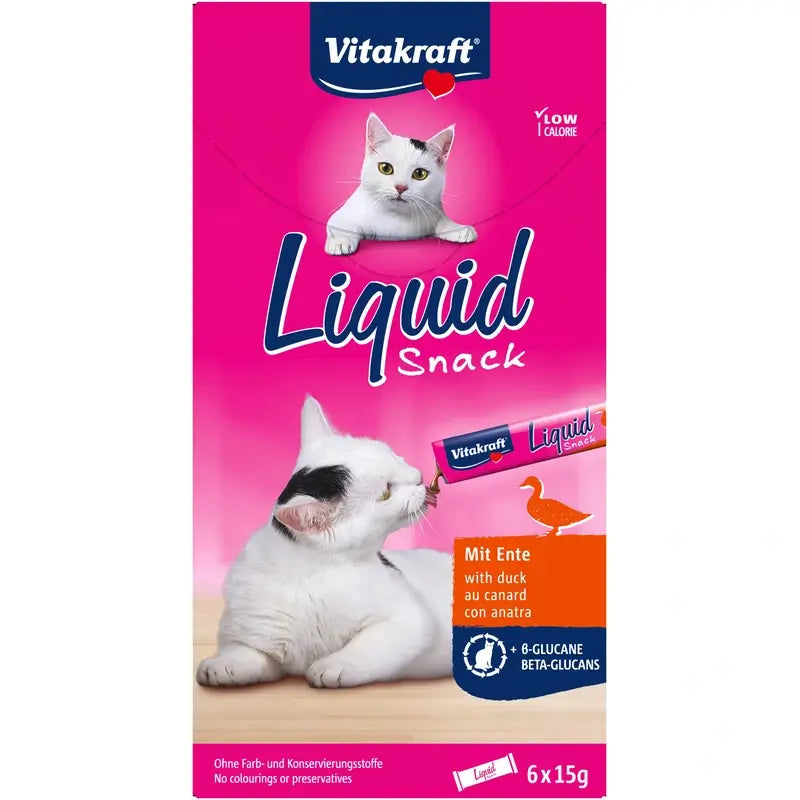 Vitakraft Cat Liquid Snack: Duck with Beta-glucan, 11 x 6 units