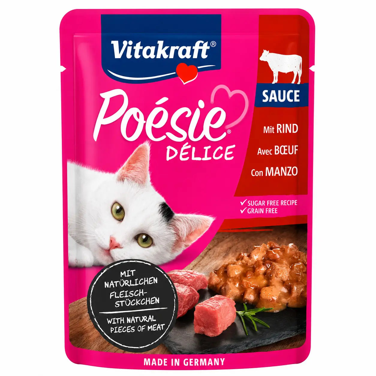 Vitakraft Poesie Delisauce Pouch – Veal 23 x 85 g, 85 g