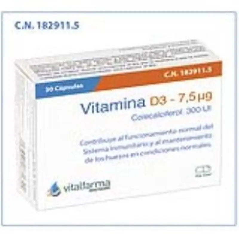 Vitalfarma Vitamin D3 7,5Mcg (300Ui) 30Caps.