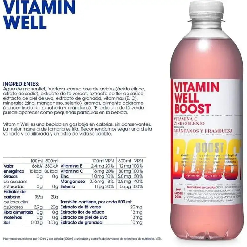 Vitamin Well Pack Boost Blueberry/Raspberry, 12 pcs x 500 ml