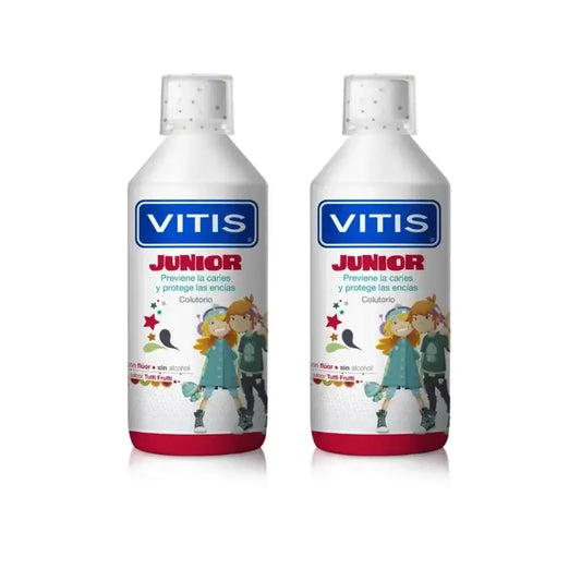 Vitis Junior Mouthwash, 2X500 Ml Tutti Frutti Flavour