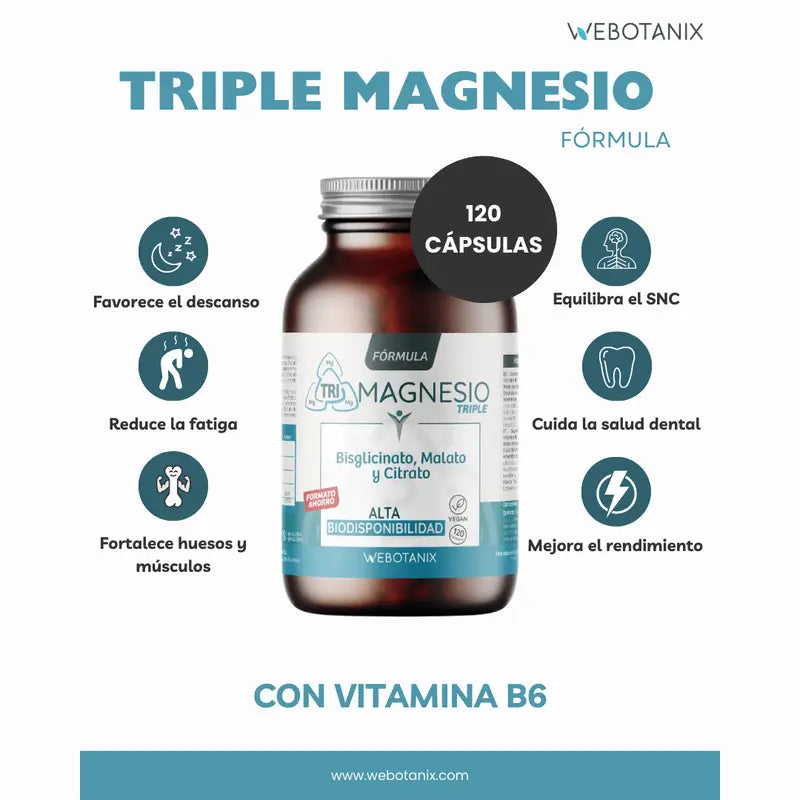 Webotanix Triple Magnesium Family Formula, 120 capsules
