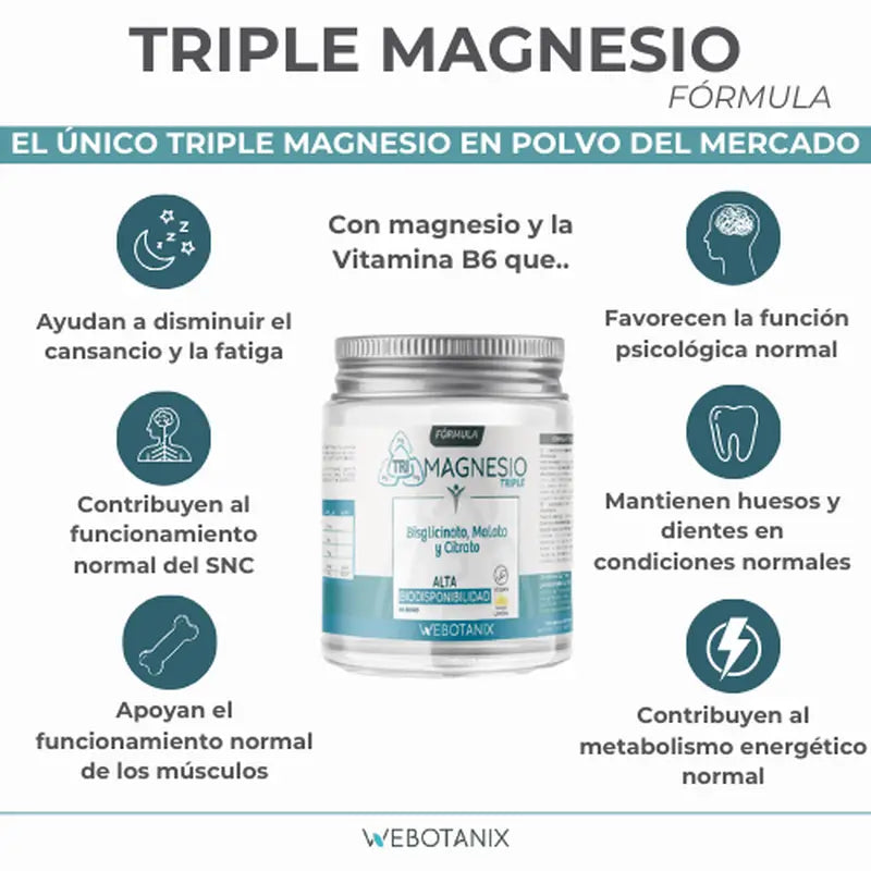 Webotanix Triple Magnesium Formula Powder, 128 g