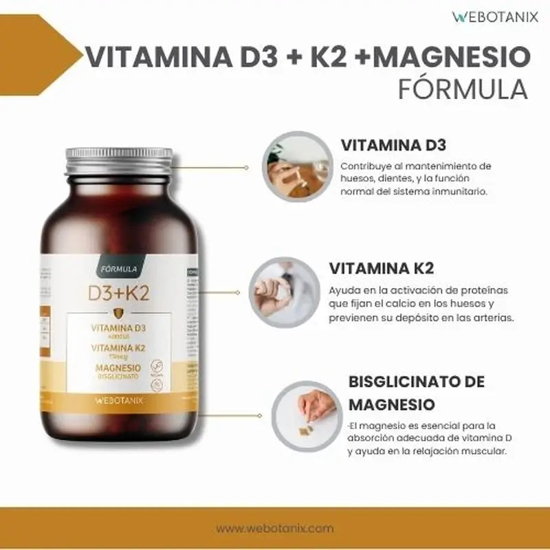 Webotanix Vitamin D3+K2 Formula, 60 capsules
