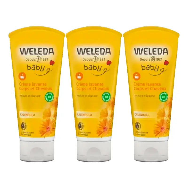 Weleda Baby Shampoo & Shower Gel Calendula , 3 x 200 ml