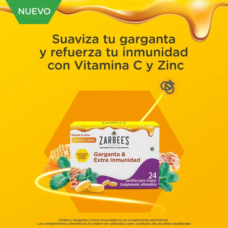 Zarbee'S Throat & Immunity 24 Lozenges With Honey, Mint, Zinc And Vit.D