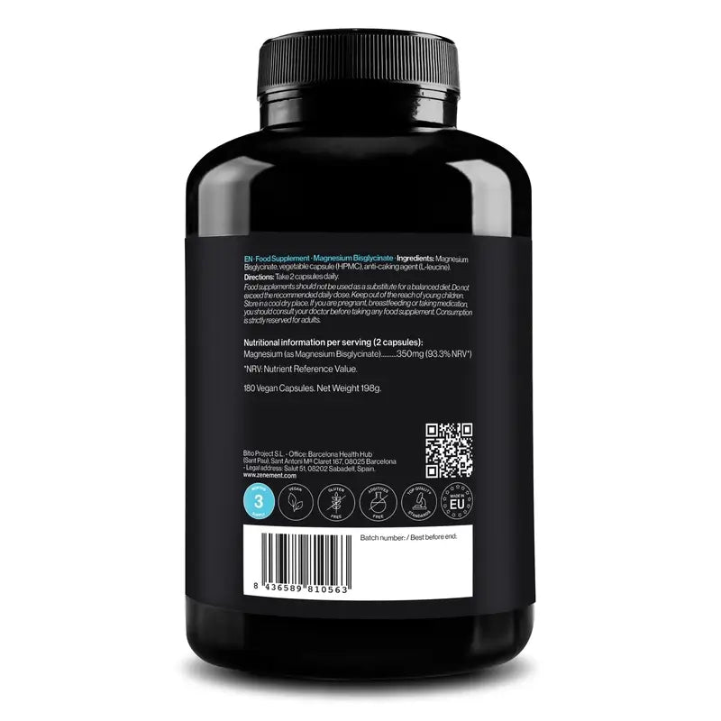 Zenement Magnesium Bisglycinate, 180 vegan capsules