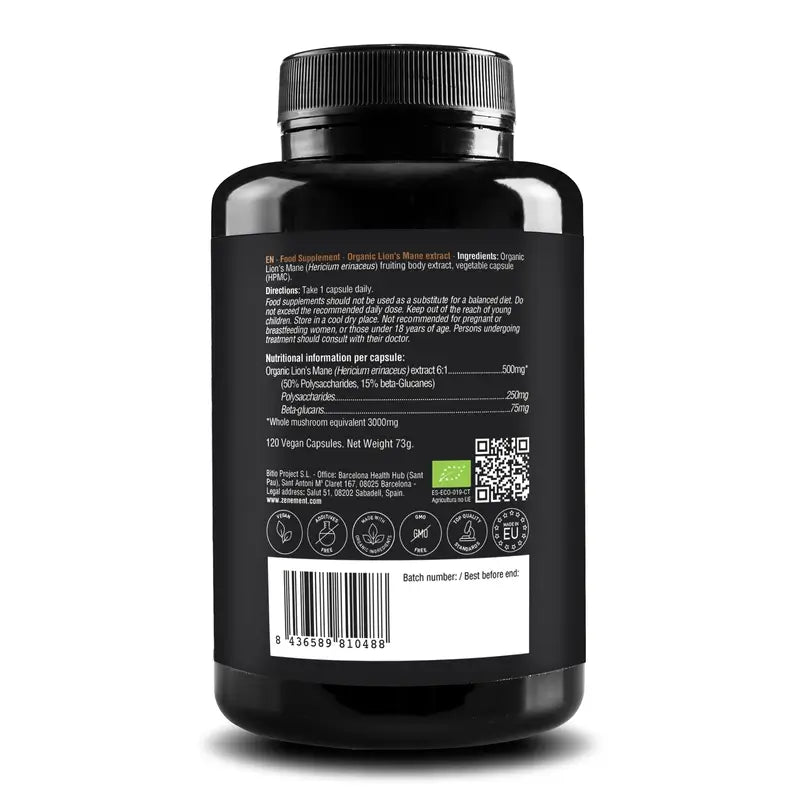 Zenement Lion's Mane Extract Organic, 120 vegan capsules