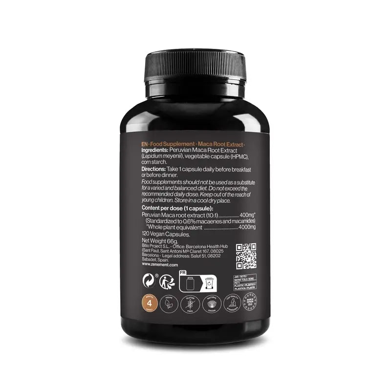 Zenement Maca Root Extract 120 vegan capsules