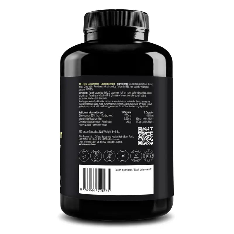Zenement Glucomannan Natural Satiety, 180 vegan capsules