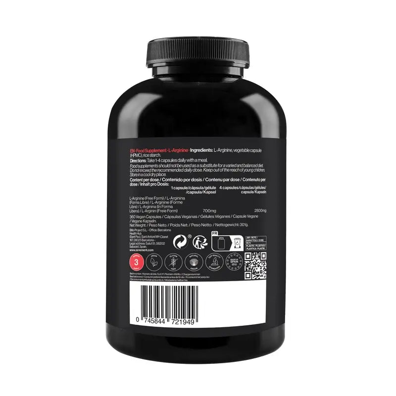 Zenement L-Arginine 700 Mg, 360 vegan capsules