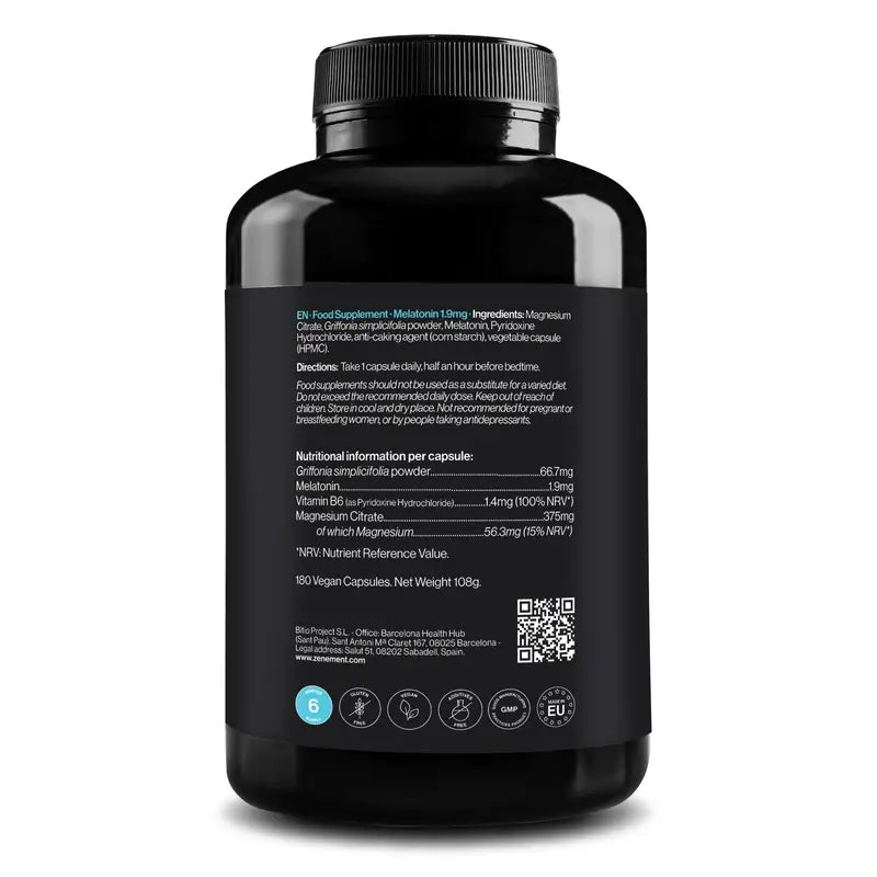 Zenement Melatonin Complex 1.9 Mg, 180 vegan capsules